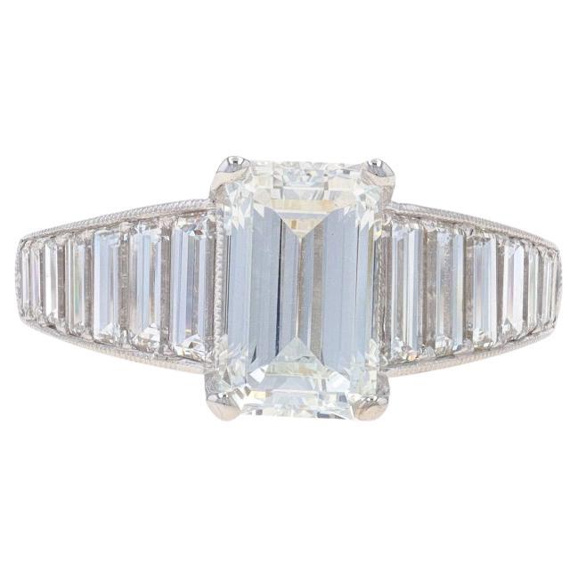 White Gold Diamond Ring - 18k Emerald Cut 3.65ctw GIA