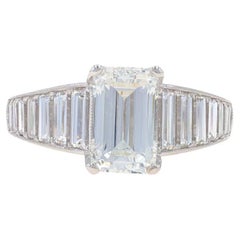 White Gold Diamond Ring - 18k Emerald Cut 3.65ctw GIA