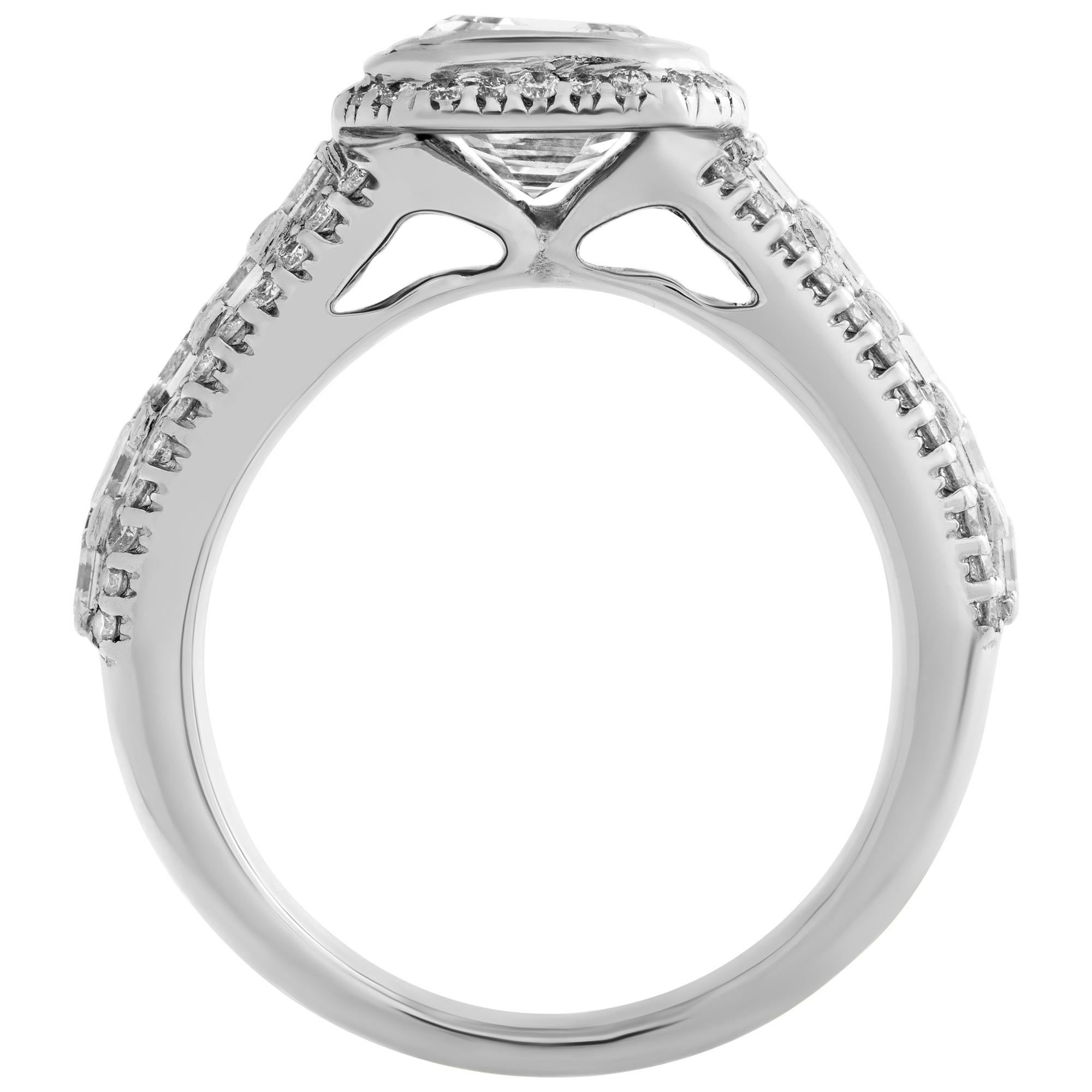 Women's White gold diamond ring w/ mounted diamond set in white gold w/ diamond accents For Sale