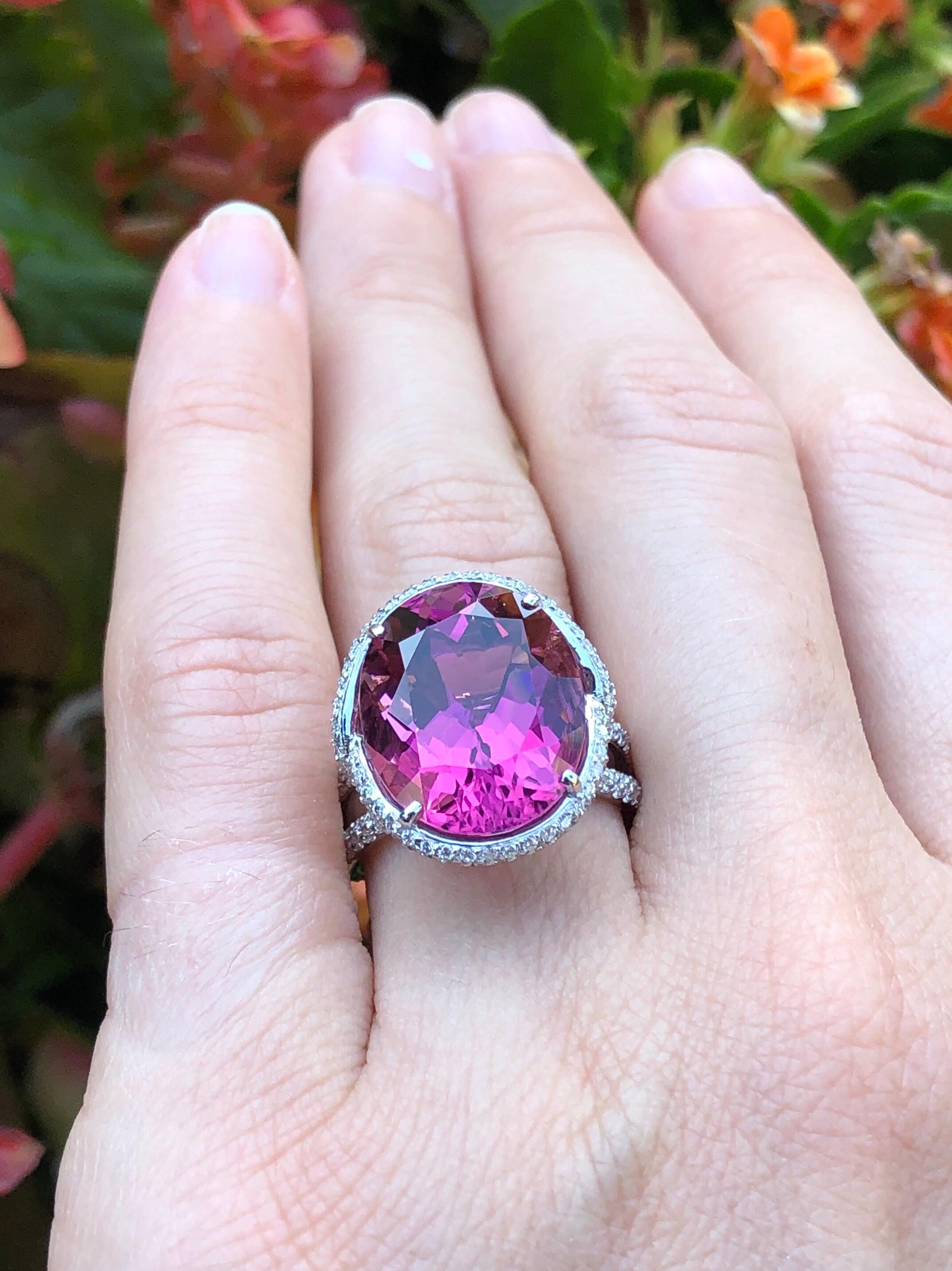 Oval Cut Rubellite Tourmaline Ring Oval 11.69 Carats