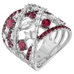 White Gold Diamond & Ruby Ring