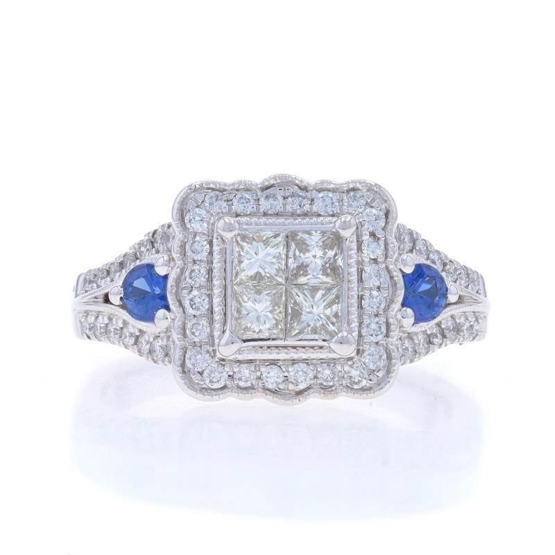 Size: 7
Sizing Fee: Up 1 1/2 sizes for $50 or Down 1/2 a size for $40

Metal Content: 14k White Gold

Stone Information

Natural Diamonds
Carat(s): 1.00ctw
Cut: Princess & Round Brilliant
Color: J-K / G-H
Clarity: SI1 - SI2

Natural