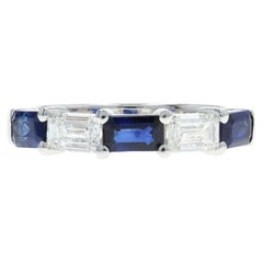 Or blanc Diamant Saphir Five-Stone Wedding Band 14k Emerald 2.02ctw Ring