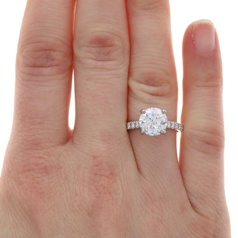 Taglio rotondo Anello di fidanzamento aureola nascosta con diamante e zaffiro in oro bianco - 14k Round 3.37ctw GIA in vendita