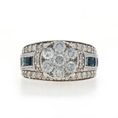 White Gold Diamond Sapphire Ring - 14k Round Brilliant 3.70ctw