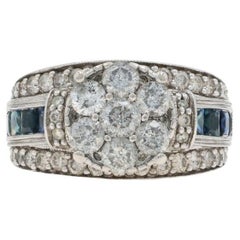 White Gold Diamond Sapphire Ring - 14k Round Brilliant 3.70ctw