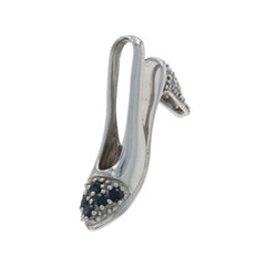 Or blanc diamant saphir talon aiguille pendentif 10k simple .29ctw chaussure