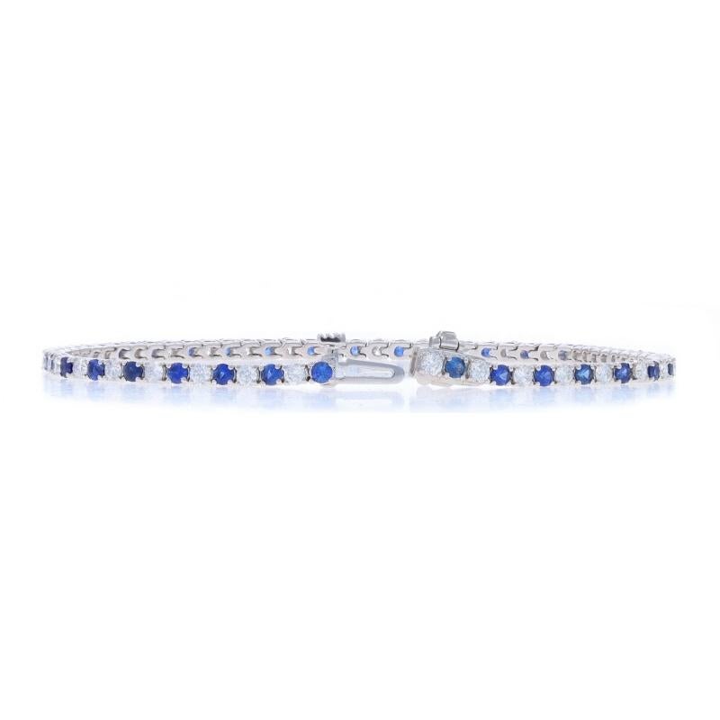 Bracelet de tennis en or blanc avec diamant et saphir - 14k Round Brilliant 3.69ctw Neuf - En vente à Greensboro, NC
