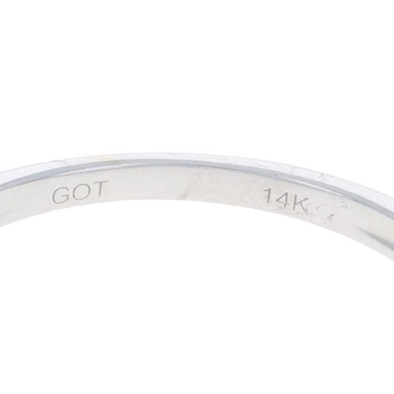 Fascia nuziale in oro bianco con diamante e zaffiro - Anello tondo Brilliante 14k da 0,27 ct. in vendita 2