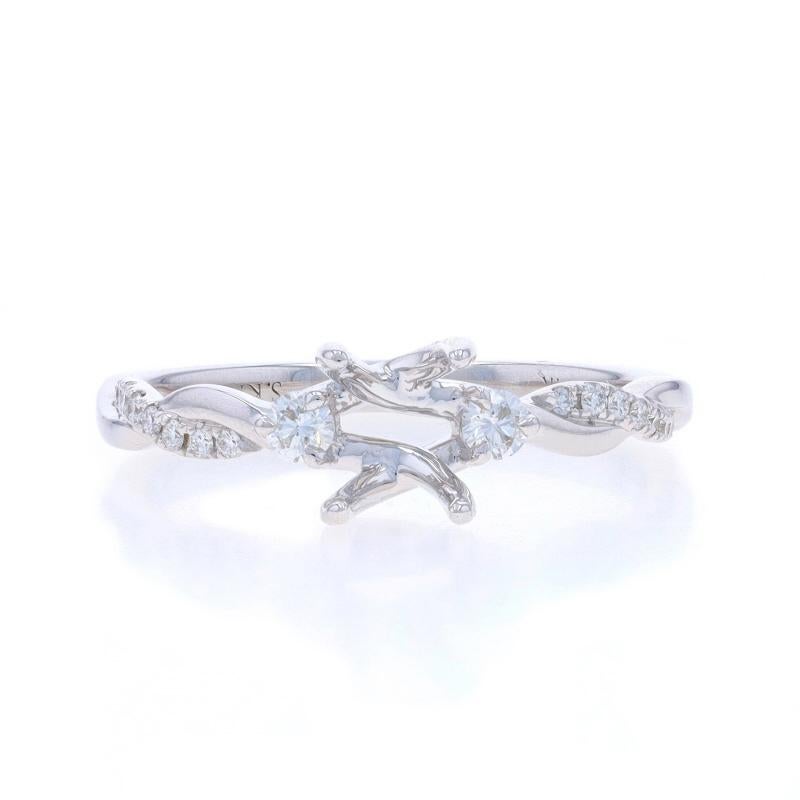 Size: 6 1/2

Note: Please contact us for a resizing quote.

Metal Content: 14k White Gold

Stone Information

Natural Diamonds
Carat(s): .18ctw
Cut: Round Brilliant
Color: F - G
Clarity: VS2 - SI1

Total Carats: .18ctw

Center Fits Stone Size: 7mm x