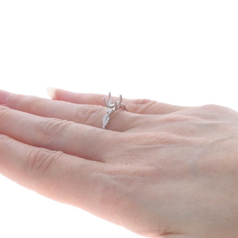 Women's White Gold Diamond Semi-Mount Engagement Ring - 14k .18ctw Twist 7x5mm Oval For Sale
