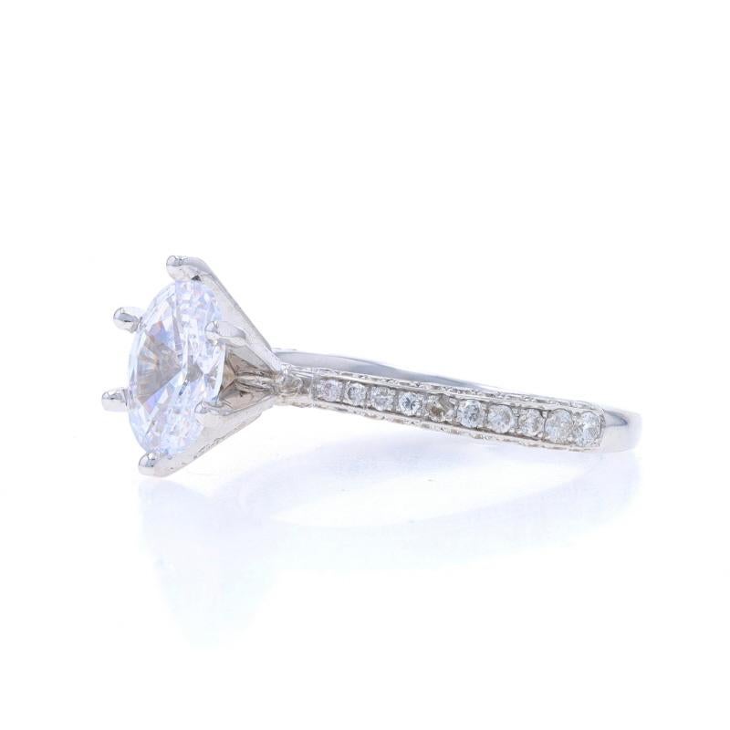 Oval Cut White Gold Diamond Semi-Mount Engagement Ring - 14k .50ctw CZ Oval ~8x6mm For Sale