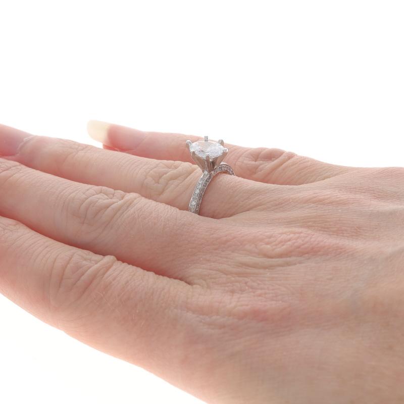 White Gold Diamond Semi-Mount Engagement Ring - 14k .50ctw CZ Oval ~8x6mm In Excellent Condition For Sale In Greensboro, NC