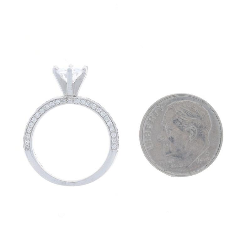 Women's White Gold Diamond Semi-Mount Engagement Ring - 14k .50ctw CZ Oval ~8x6mm For Sale