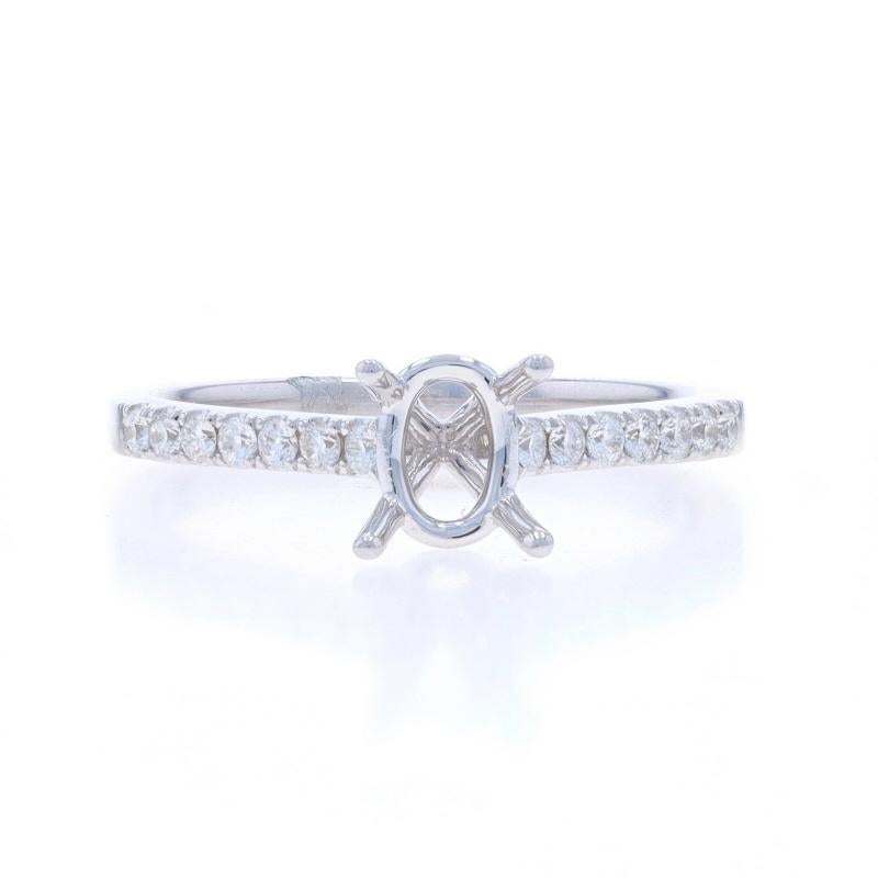 Size: 6 1/2
Note: Please contact us for a resizing quote.

Metal Content: 14k White Gold

Stone Information
Natural Diamonds
Carat(s): .22ctw
Cut: Round Brilliant
Color: F - G
Clarity: VS2 - SI1

Total Carats: .22ctw

Center Fits Stone Size: 7mm x