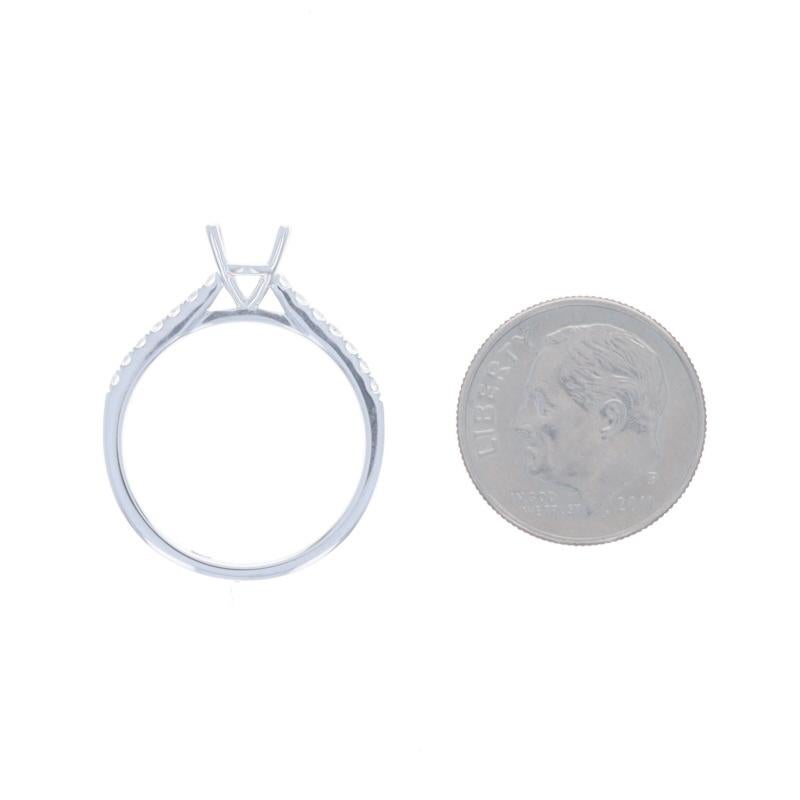 White Gold Diamond Semi-Mount Engagement Ring - 14k Round .22ctw 7x5mm Oval For Sale 2