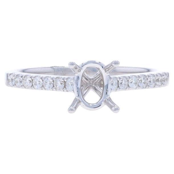 White Gold Diamond Semi-Mount Engagement Ring - 14k Round .22ctw 7x5mm Oval