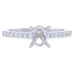 White Gold Diamond Semi-Mount Engagement Ring - 14k Round .22ctw 7x5mm Oval
