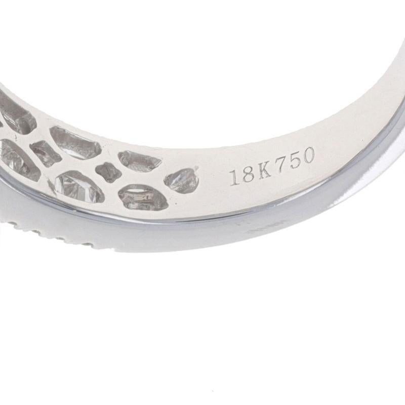 Bague de fiançailles en or blanc demi-monture diamant 18k Bag & Rnd Convient à ~6.5mm Sz 6 1/4 en vente 1