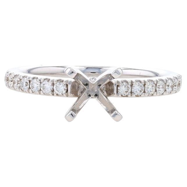 White Gold Diamond Semi-Mount Engagement Ring 18k Rnd .30ctw fits ~6.5mm Center For Sale
