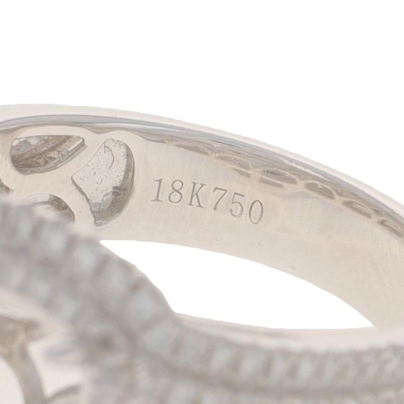 White Gold Diamond Semi-Mount Halo Ring 18k Rd & Baguette 1.94ctw ~8mm Cushion For Sale 2