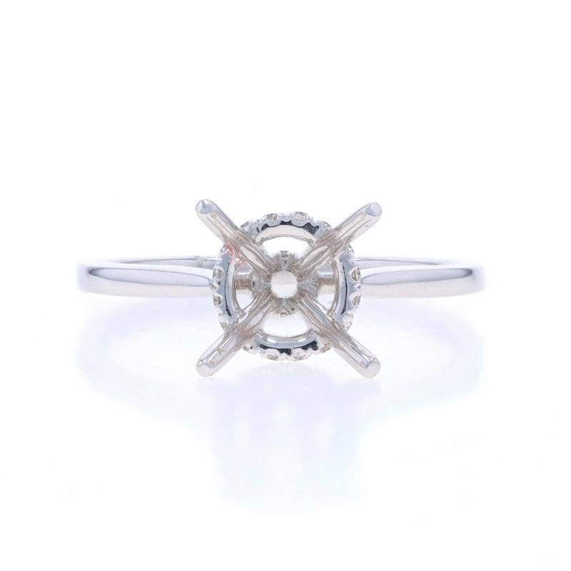 Size: 6 1/2
Note: Please contact us for a resizing quote.

Metal Content: 14k White Gold

Stone Information
Natural Diamonds
Carat(s): .12ctw
Cut: Round Brilliant
Color: F - G
Clarity: VS2 - SI1

Total Carats: .12ctw

Center Fits Stone Size: 1.25ct