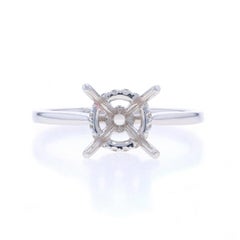 White Gold Diamond Semi-Mount Hidden Halo Engagement Ring 14k .12ctw for 1.25ct