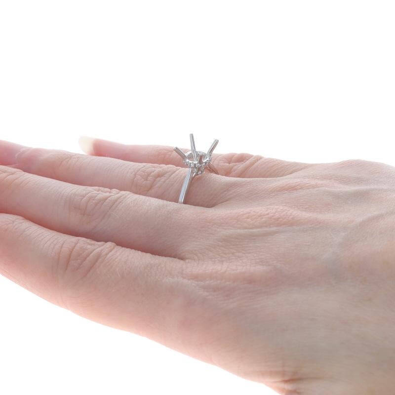 Women's White Gold Diamond Semi-Mount Hidden Halo Engagement Ring 14k .12ctw for 1.25ct For Sale