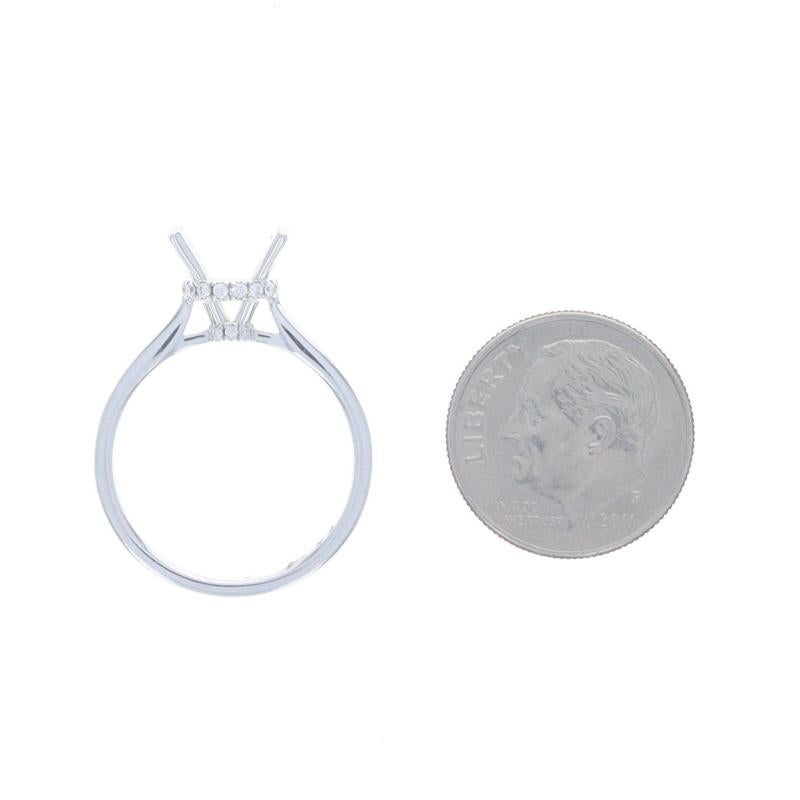 White Gold Diamond Semi-Mount Hidden Halo Engagement Ring 14k .12ctw for 1.25ct For Sale 1