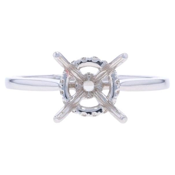White Gold Diamond Semi-Mount Hidden Halo Engagement Ring 14k .12ctw for 1.25ct