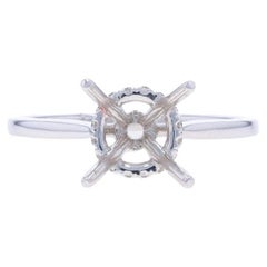 White Gold Diamond Semi-Mount Hidden Halo Engagement Ring 14k .12ctw for 1.25ct