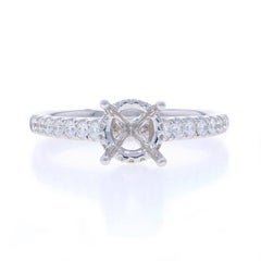 White Gold Diamond Semi-Mount Hidden Halo Engagement Ring -14k .32ctw for 1ct Rd