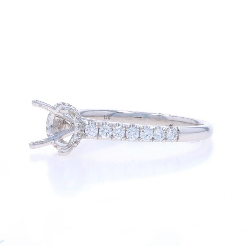 White Gold Diamond Semi-Mount Hidden Halo Engagement Ring -14k .32ctw for 1ct Rd In New Condition For Sale In Greensboro, NC
