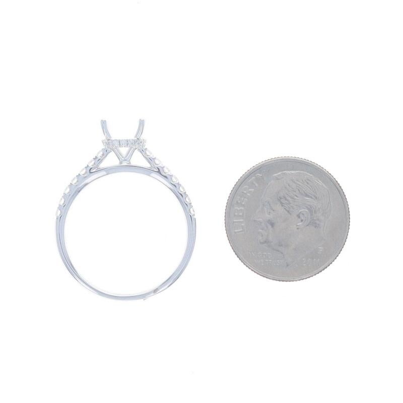 White Gold Diamond Semi-Mount Hidden Halo Engagement Ring -14k .32ctw for 1ct Rd For Sale 2