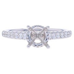 Weißgold Diamant Halbfassung Hidden Halo Verlobungsring -14k .32ctw für 1ct Rd