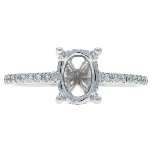 Anello di fidanzamento con diamante semimontato in oro bianco a forma di aureola nascosta - 14k .33ctw