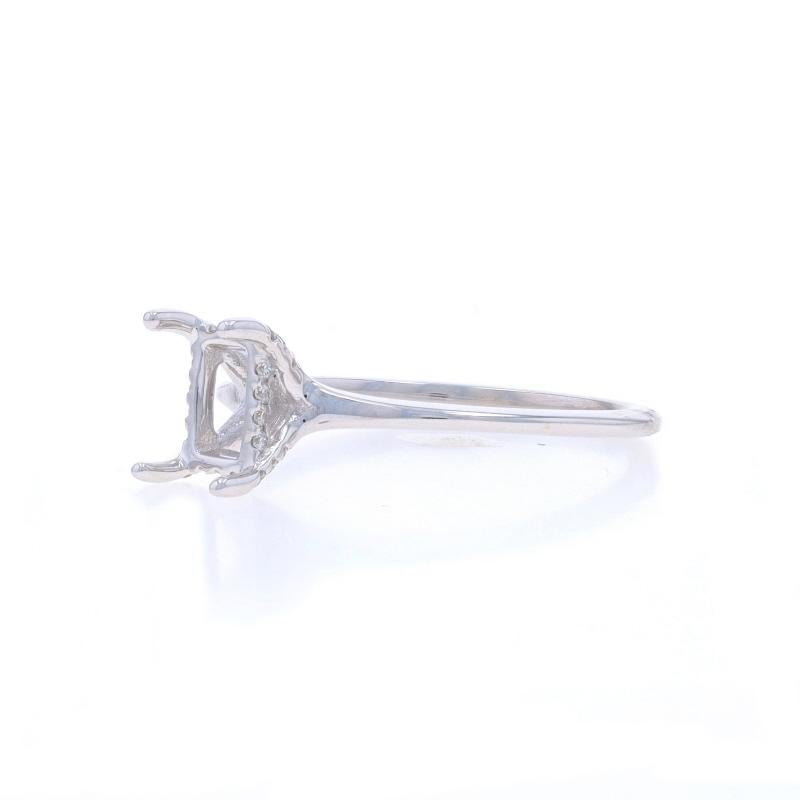 White Gold Diamond Semi-Mount Hidden Halo Engagement Ring - 14k 7x5mm Emerald In New Condition For Sale In Greensboro, NC