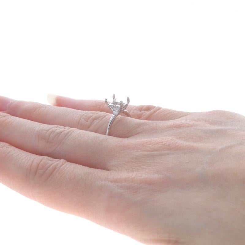 Women's White Gold Diamond Semi-Mount Hidden Halo Engagement Ring - 14k 7x5mm Emerald For Sale