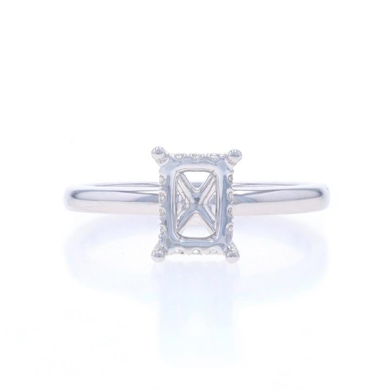 Size: 6 1/2

Note: Please contact us for a resizing quote.

Metal Content: 14k White Gold

Stone Information

Natural Diamonds
Carat(s): .09ctw
Cut: Round Brilliant
Color: F - G
Clarity: VS2 - SI1

Total Carats: .09ctw

Center Fits Stone Size: 8mm x