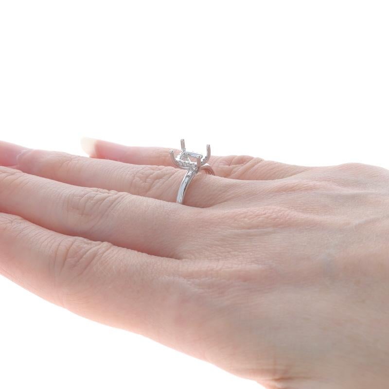 White Gold Diamond Semi-Mount Hidden Halo Engagement Ring 14k 8x6mm Emerald Cut For Sale 1