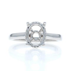 White Gold Diamond Semi-Mount Hidden Halo Engagement Ring - 14k Round .12ctw