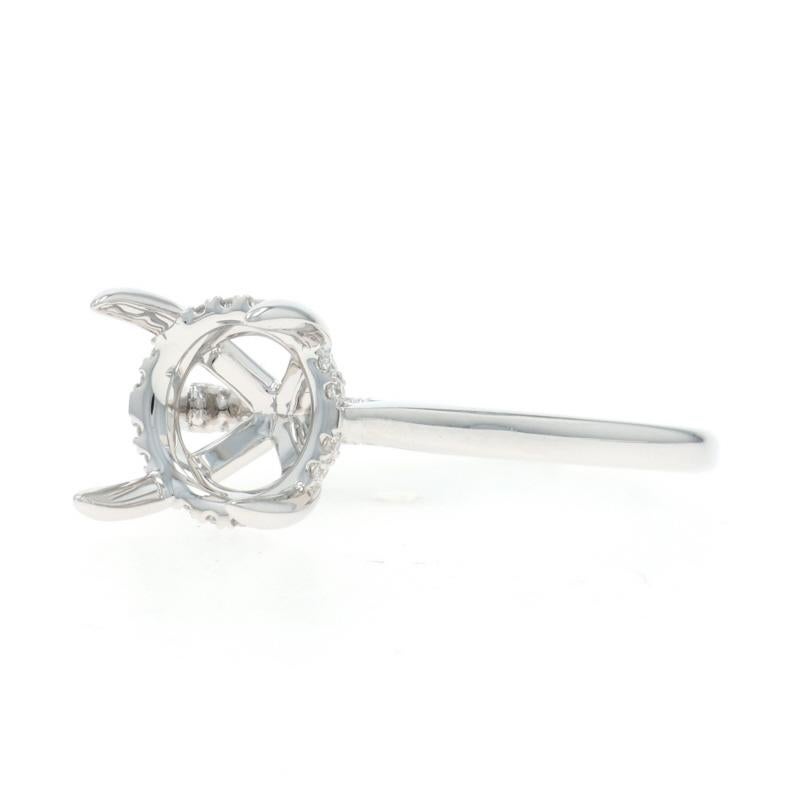 White Gold Diamond Semi-Mount Hidden Halo Engagement Ring - 14k Round .12ctw In condizioni Nuovo in vendita a Greensboro, NC
