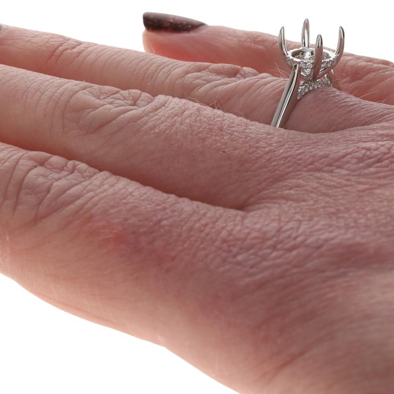 Donna White Gold Diamond Semi-Mount Hidden Halo Engagement Ring - 14k Round .12ctw in vendita