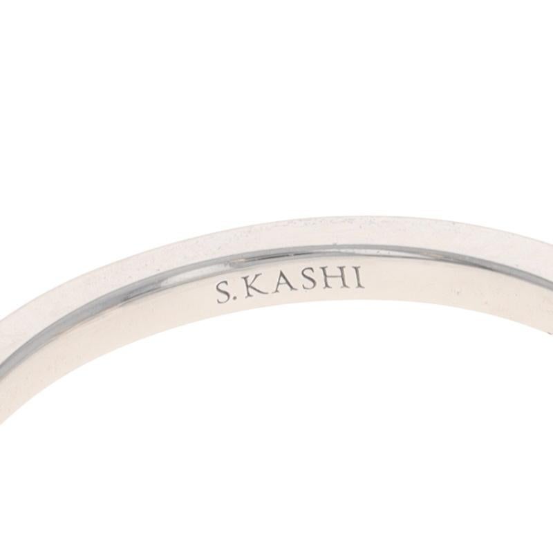 White Gold Diamond Semi-Mount Hidden Halo Engagement Ring - 14k Round .12ctw in vendita 2