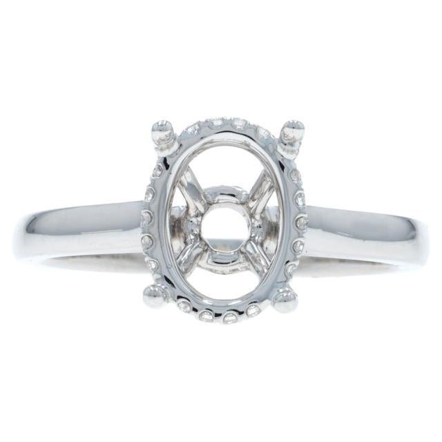 Anello di fidanzamento con diamante semimontato in oro bianco a forma di aureola nascosta - 14k Round .12ctw