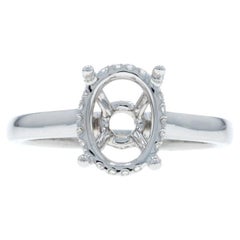 Anello di fidanzamento con diamante semimontato in oro bianco a forma di aureola nascosta - 14k Round .12ctw