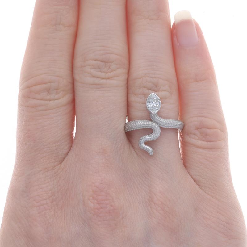 Marquise Cut White Gold Diamond Serpent Solitaire Bypass Ring - 14k Marquise .48ct Snake For Sale