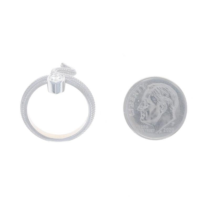 White Gold Diamond Serpent Solitaire Bypass Ring - 14k Marquise .48ct Snake For Sale 1