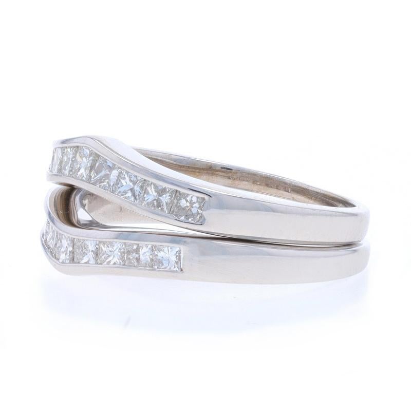 White Gold Diamond Set of 2 Enhancer Wedding Bands 14k Princ 1.00ctw Guard Rings For Sale 1