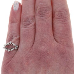 White Gold Diamond Set of 2 Enhancer Wedding Bands - 14k Rd .22ctw Guard Rings